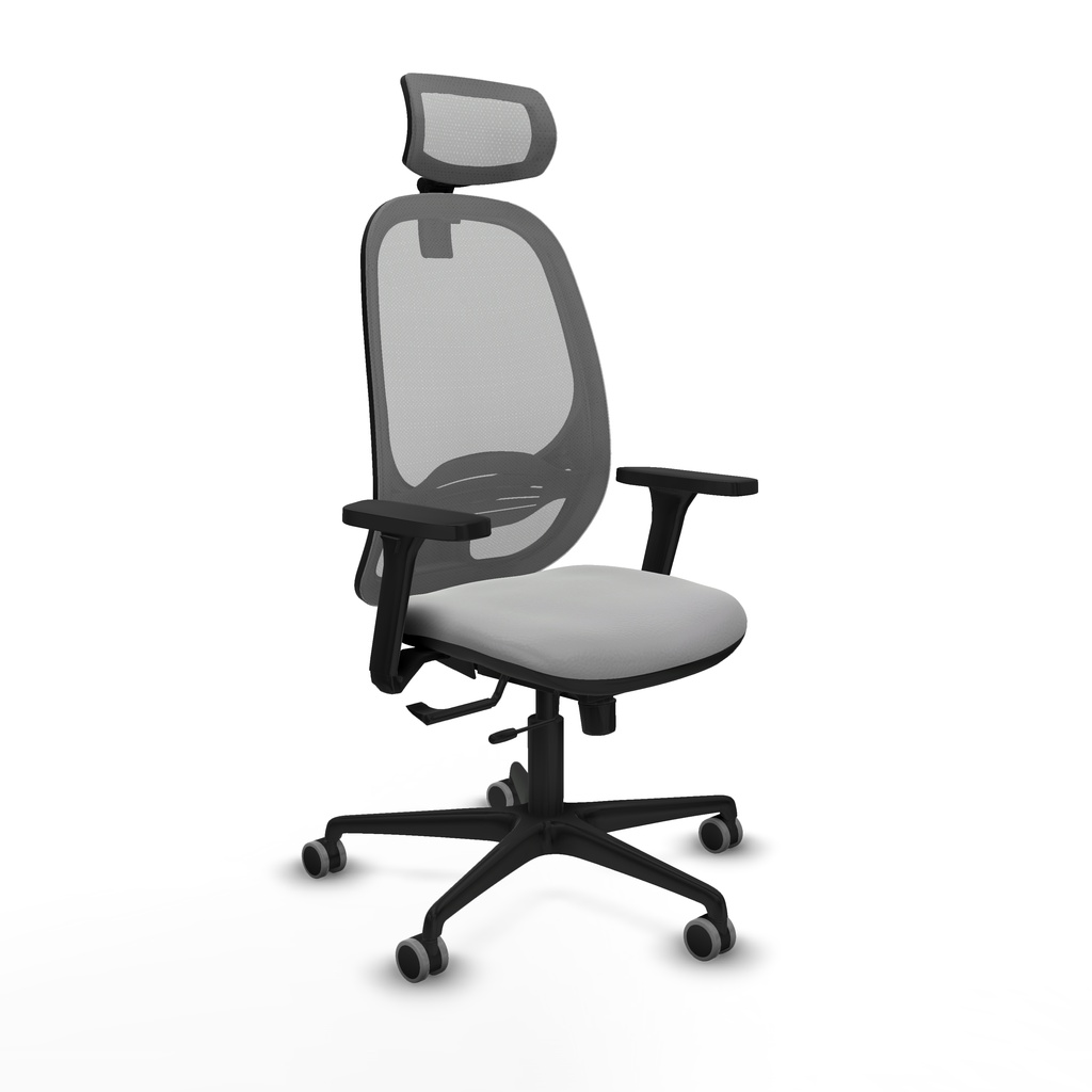 Cilanco traslack malla gris similpiel gris claro brazos 3D base nailon cabecero 2D ruedas 65mm engomadas