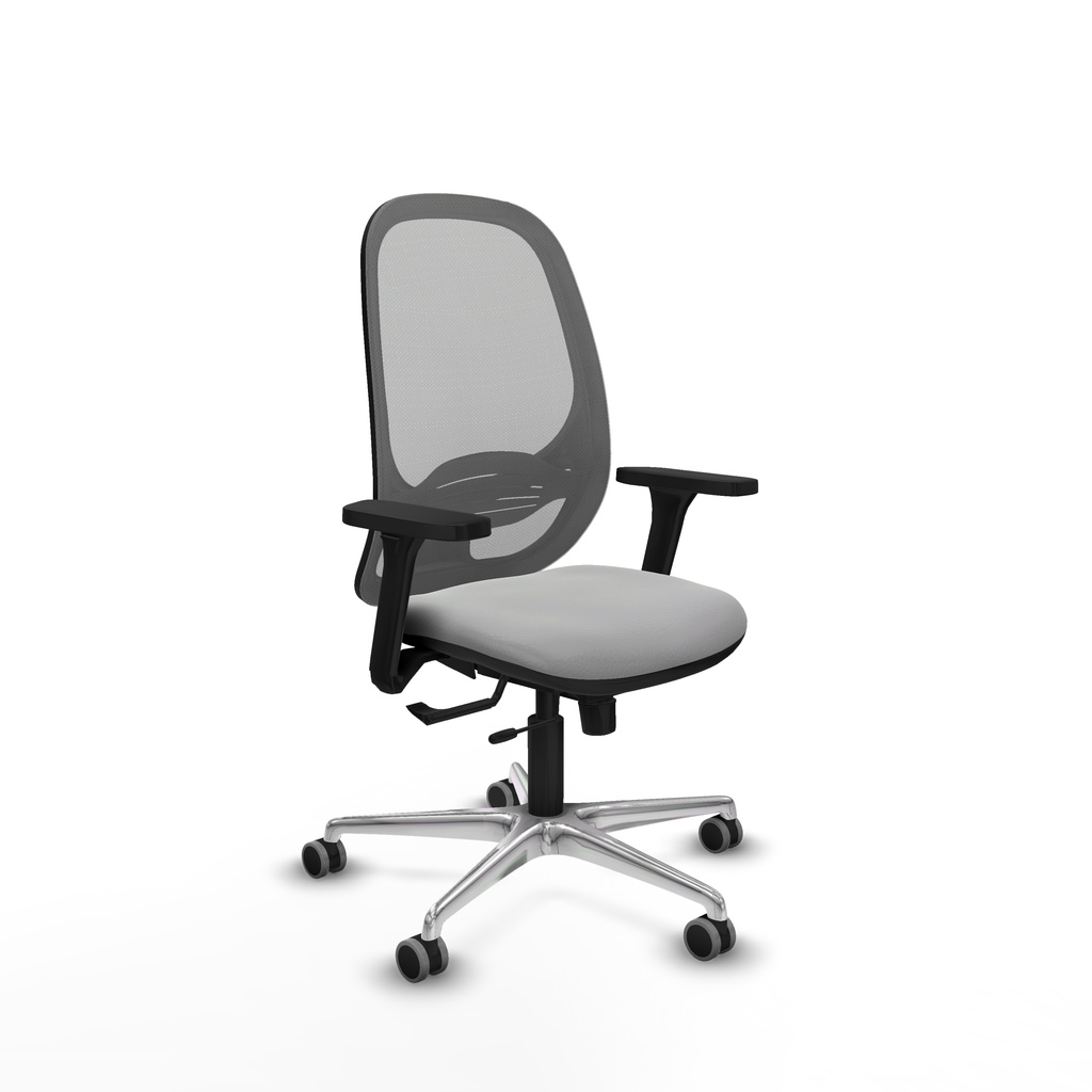 Cilanco traslack malla gris similpiel gris claro brazos 3D base aluminio ruedas 65mm engomadas