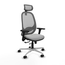 Cilanco traslack malla gris similpiel gris claro brazos 3D base aluminio cabecero 2D ruedas 65mm nailon