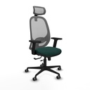 Cilanco traslack malla gris similpiel verde botella brazos 2D base nailon cabecero 2D ruedas 65mm engomadas