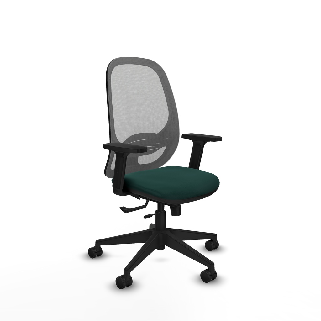 Cilanco traslack malla gris similpiel verde botella brazos 2D base piramidal ruedas 65mm nailon