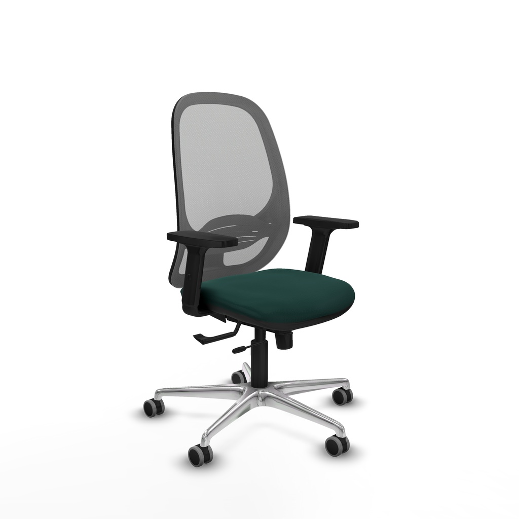Cilanco traslack malla gris similpiel verde botella brazos 2D base aluminio ruedas 65mm engomadas