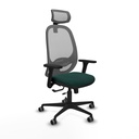 Cilanco traslack malla gris similpiel verde botella brazos 3D base nailon cabecero 2D ruedas 65mm engomadas