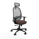 Cilanco traslack malla gris similpiel marrón oscuro brazos 1D base nailon cabecero 2D ruedas 65mm nailon