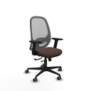 Cilanco traslack malla gris similpiel marrón oscuro brazos 2D base nailon ruedas 65mm engomadas