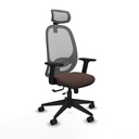 Cilanco traslack malla gris similpiel marrón oscuro brazos 2D base piramidal cabecero 2D ruedas 65mm nailon