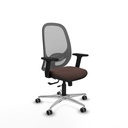Cilanco traslack malla gris similpiel marrón oscuro brazos 2D base aluminio ruedas 65mm engomadas