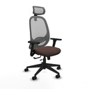 Cilanco traslack malla gris similpiel marrón oscuro brazos 3D base piramidal cabecero 2D ruedas 65mm nailon