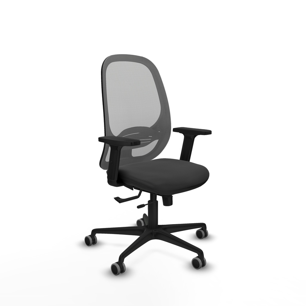 Cilanco traslack malla gris similpiel gris oscuro brazos 2D base nailon ruedas 65mm engomadas