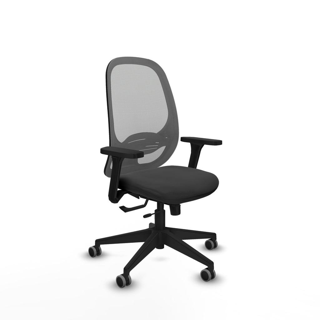 Cilanco traslack malla gris similpiel gris oscuro brazos 3D base piramidal ruedas 65mm engomadas