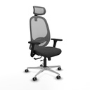 Cilanco traslack malla gris similpiel gris oscuro brazos 3D base aluminio cabecero 2D ruedas 65mm engomadas