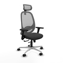 Cilanco traslack malla gris similpiel gris oscuro brazos 3D base aluminio cabecero 2D ruedas 65mm nailon