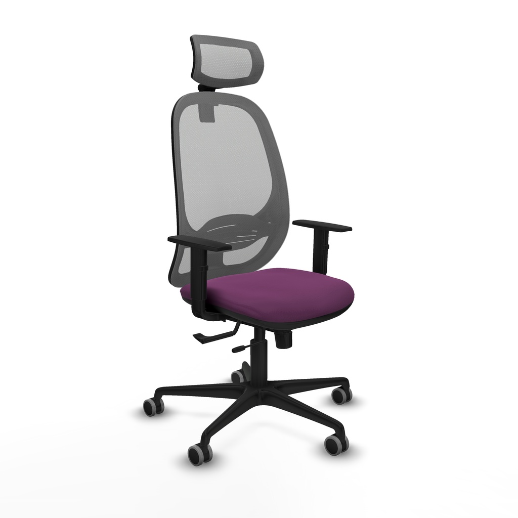 Cilanco traslack malla gris similpiel morado brazos 1D base nailon cabecero 2D ruedas 65mm engomadas