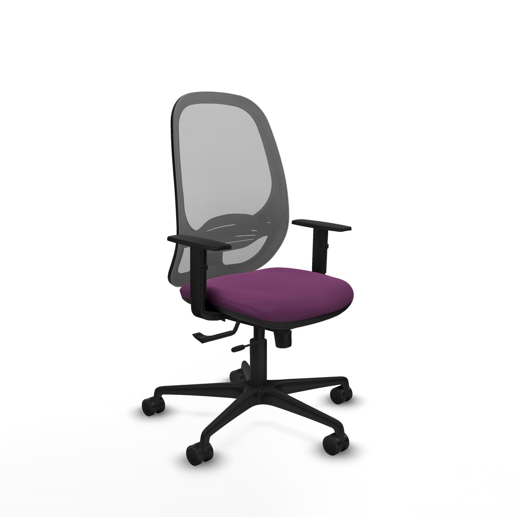 Cilanco traslack malla gris similpiel morado brazos 1D base nailon ruedas 65mm nailon