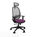 Cilanco traslack malla gris similpiel morado brazos 1D base piramidal cabecero 2D ruedas 65mm nailon