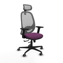Cilanco traslack malla gris similpiel morado brazos 2D base nailon cabecero 2D ruedas 65mm engomadas