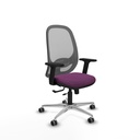 Cilanco traslack malla gris similpiel morado brazos 2D base aluminio ruedas 65mm engomadas