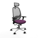 Cilanco traslack malla gris similpiel morado brazos 3D base aluminio cabecero 2D ruedas 65mm nailon