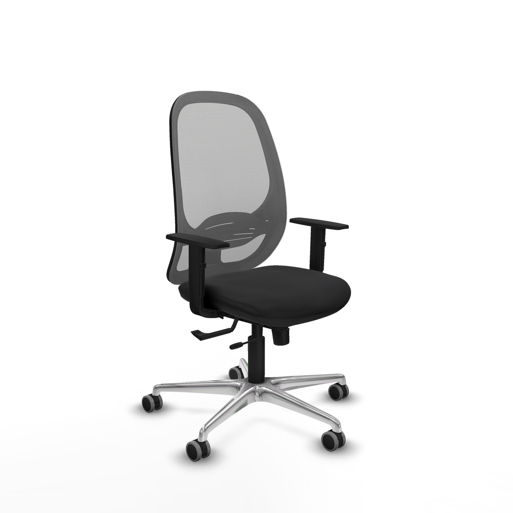 Cilanco traslack malla gris similpiel negro brazos 1D base aluminio ruedas 65mm engomadas