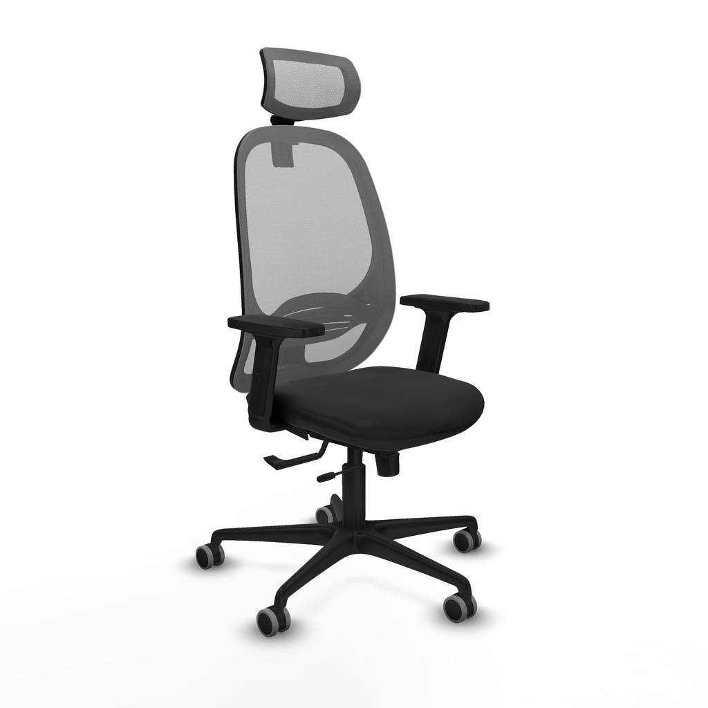 Cilanco traslack malla gris similpiel negro brazos 2D base nailon cabecero 2D ruedas 65mm engomadas