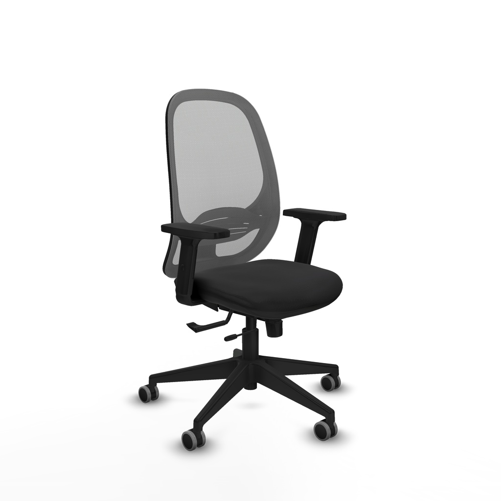 Cilanco traslack malla gris similpiel negro brazos 2D base piramidal ruedas 65mm engomadas