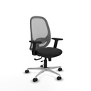 Cilanco traslack malla gris similpiel negro brazos 2D base aluminio ruedas 65mm nailon