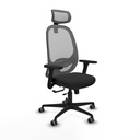Cilanco traslack malla gris similpiel negro brazos 3D base nailon cabecero 2D ruedas 65mm engomadas