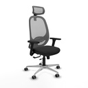 Cilanco traslack malla gris similpiel negro brazos 3D base aluminio cabecero 2D ruedas 65mm engomadas