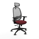 Cilanco traslack malla gris similpiel granate brazos 2D base piramidal cabecero 2D ruedas 65mm engomadas