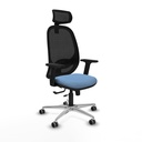 Cilanco traslack malla negra bali azul cielo brazos 2D base aluminio cabecero 2D ruedas 65mm engomadas