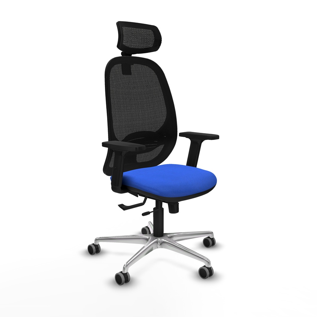 Cilanco traslack malla negra bali azul brazos 2D base aluminio cabecero 2D ruedas 65mm engomadas