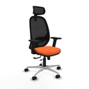 Cilanco traslack malla negra bali naranja brazos 2D base aluminio cabecero 2D ruedas 65mm nailon