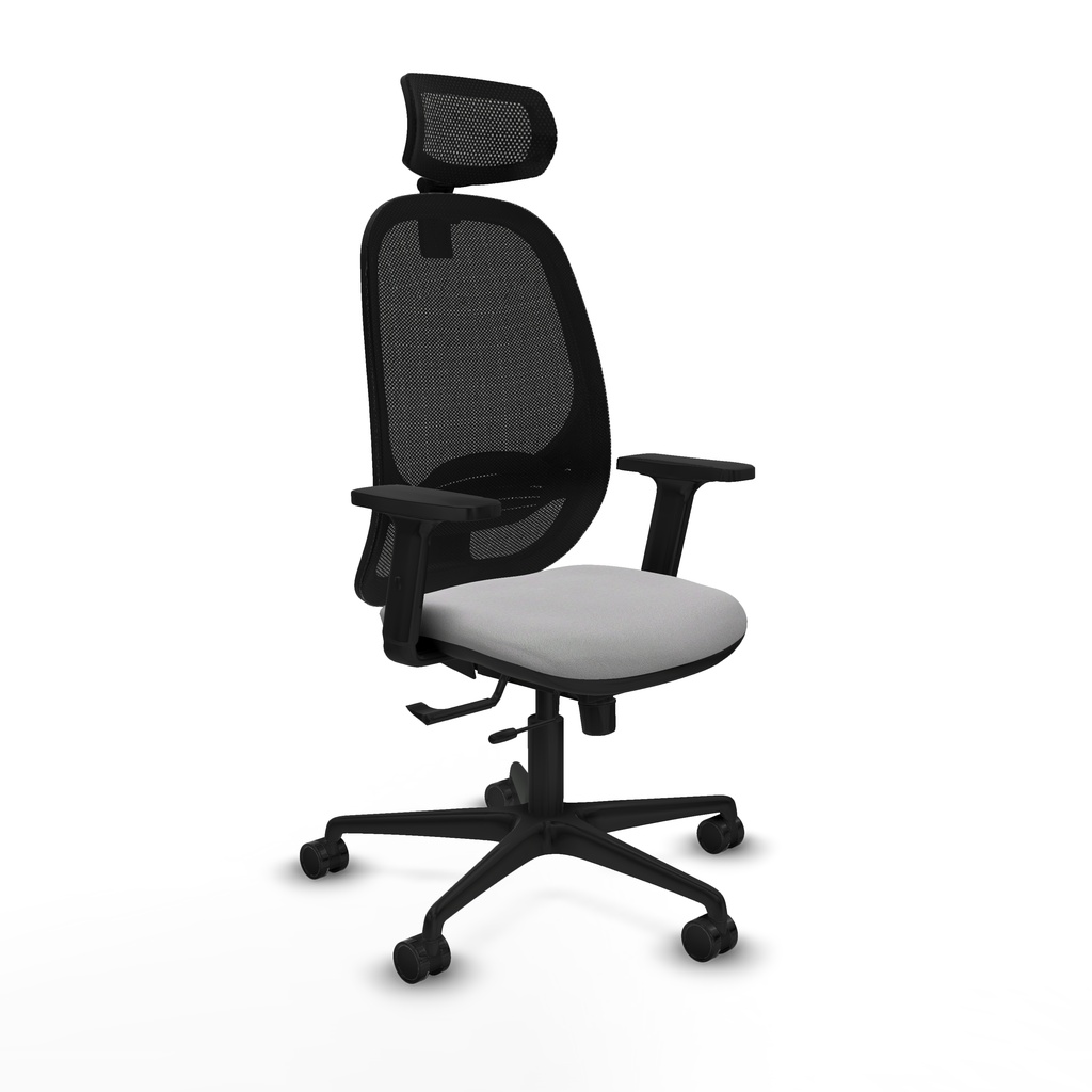 Cilanco traslack malla negra bali gris claro brazos 2D base nailon cabecero 2D ruedas 65mm nailon