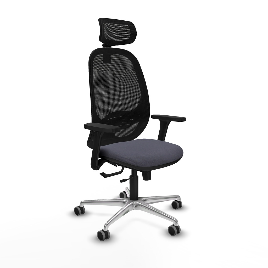 Cilanco traslack malla negra bali gris oscuro brazos 3D base aluminio cabecero 2D ruedas 65mm engomadas