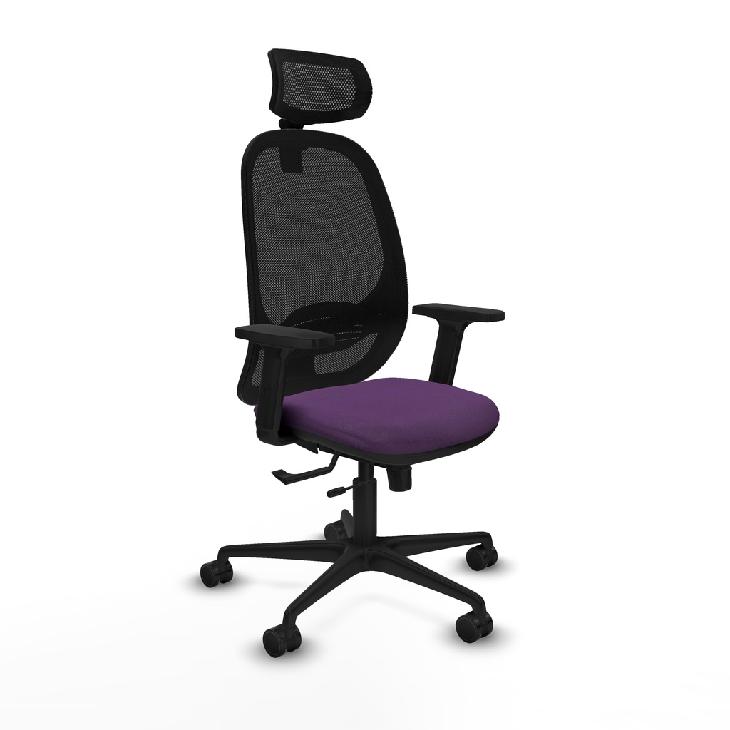Cilanco traslack malla negra bali morado brazos 2D base nailon cabecero 2D ruedas 65mm nailon