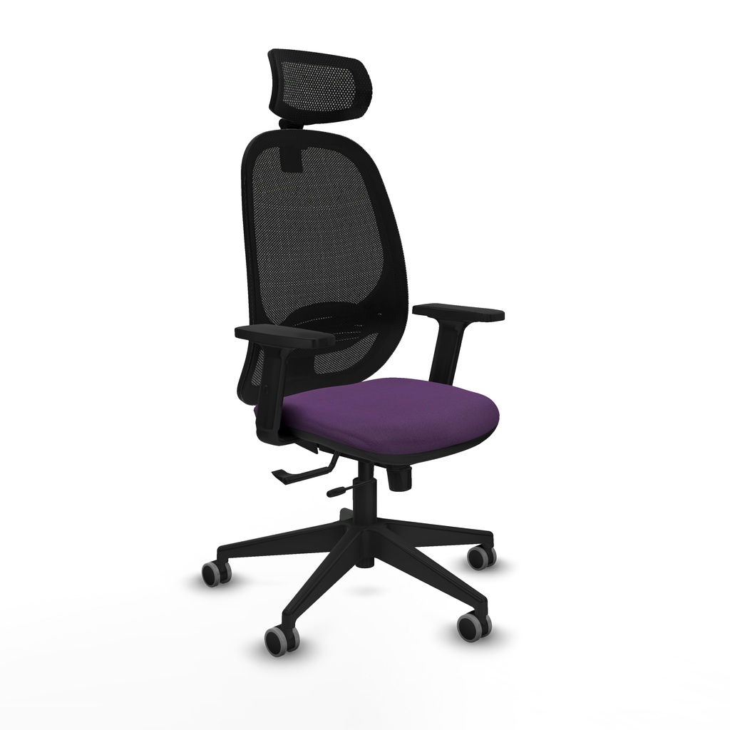 Cilanco traslack malla negra bali morado brazos 2D base piramidal cabecero 2D ruedas 65mm engomadas