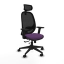 Cilanco traslack malla negra bali morado brazos 2D base piramidal cabecero 2D ruedas 65mm nailon