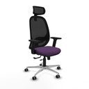 Cilanco traslack malla negra bali morado brazos 2D base aluminio cabecero 2D ruedas 65mm engomadas