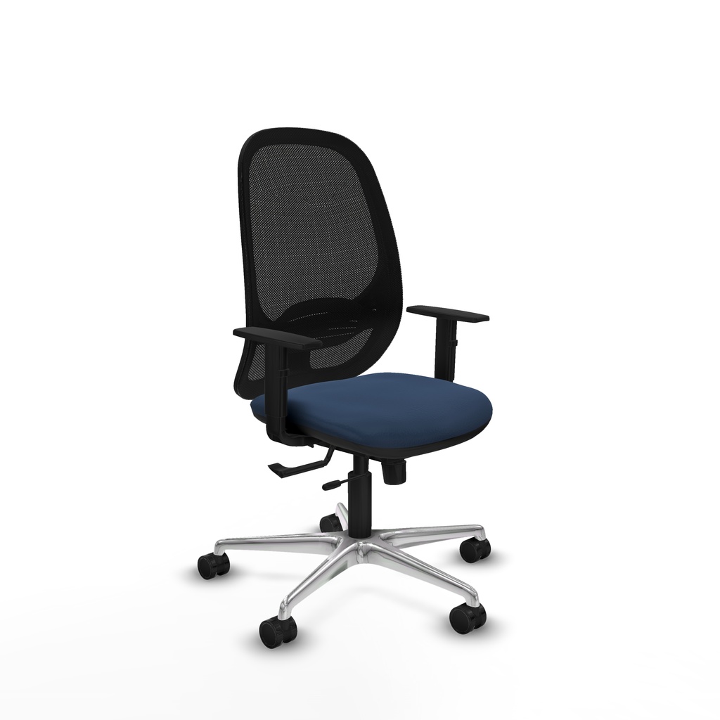 Cilanco traslack malla negra similpiel azul marino brazos 1D base aluminio ruedas 65mm nailon