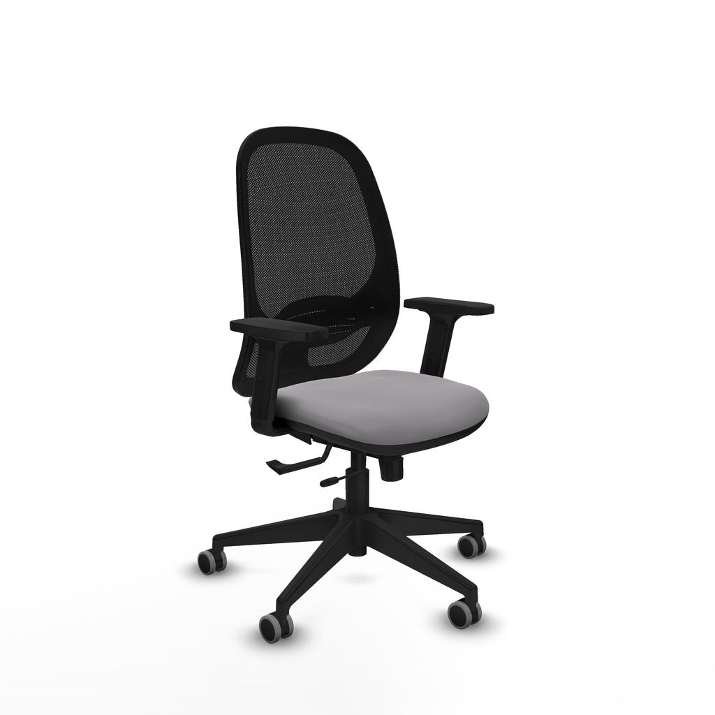 Cilanco traslack malla negra similpiel gris brazos 2D base piramidal ruedas 65mm engomadas