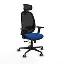 Cilanco traslack malla negra similpiel azul brazos 2D base nailon cabecero 2D ruedas 65mm engomadas