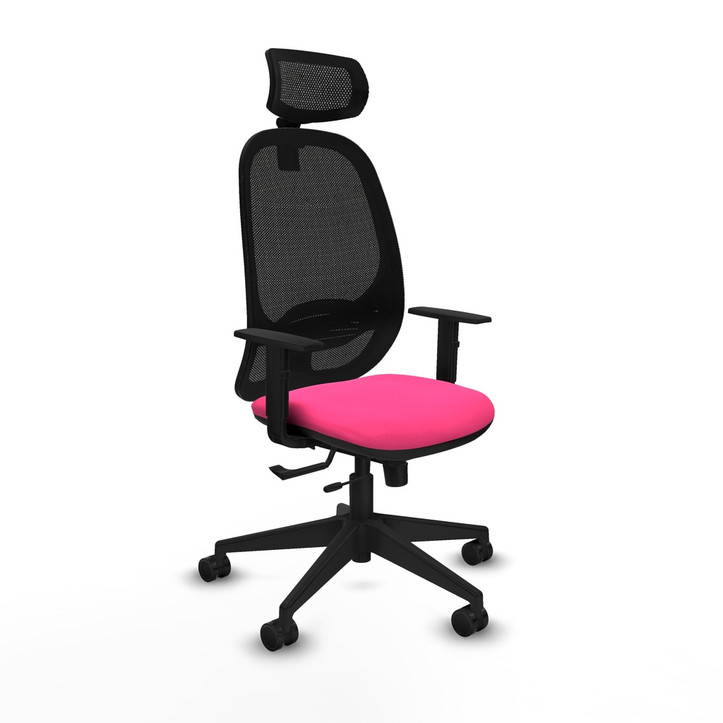 Cilanco traslack malla negra similpiel rosa brazos 1D base piramidal cabecero 2D ruedas 65mm nailon