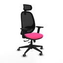 Cilanco traslack malla negra similpiel rosa brazos 2D base piramidal cabecero 2D ruedas 65mm engomadas