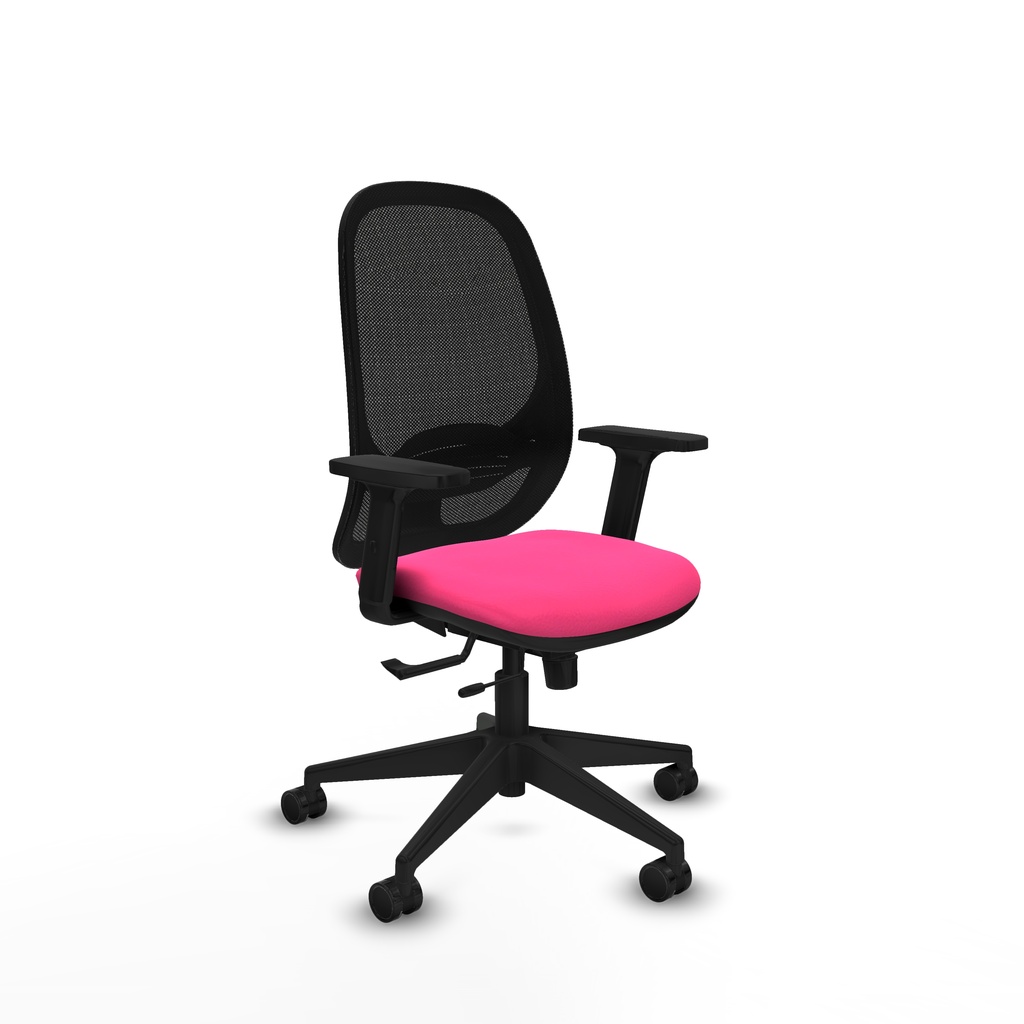 Cilanco traslack malla negra similpiel rosa brazos 2D base piramidal ruedas 65mm nailon