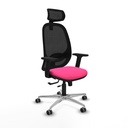 Cilanco traslack malla negra similpiel rosa brazos 2D base aluminio cabecero 2D ruedas 65mm engomadas