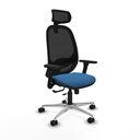 Cilanco traslack malla negra similpiel azul claro brazos 3D base aluminio cabecero 2D ruedas 65mm nailon