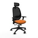 Cilanco traslack malla negra similpiel naranja brazos 3D base piramidal cabecero 2D ruedas 65mm nailon