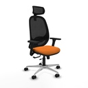 Cilanco traslack malla negra similpiel naranja brazos 3D base aluminio cabecero 2D ruedas 65mm nailon