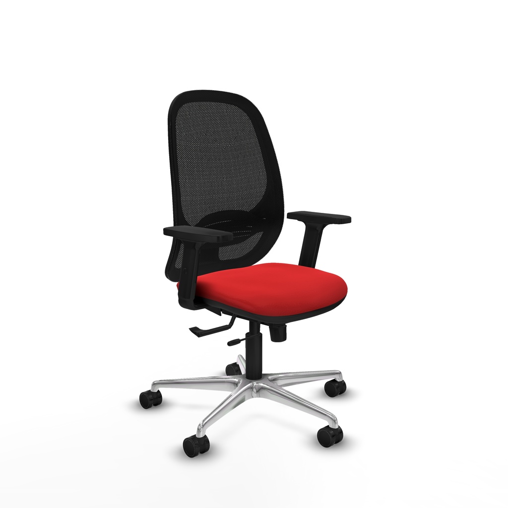 Cilanco traslack malla negra similpiel rojo brazos 2D base aluminio ruedas 65mm nailon