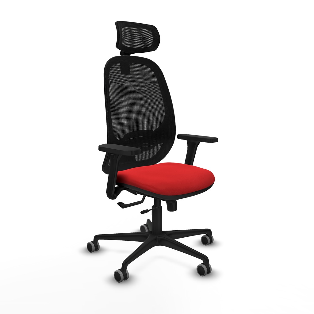 Cilanco traslack malla negra similpiel rojo brazos 3D base nailon cabecero 2D ruedas 65mm engomadas